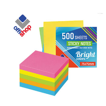 Block Cube Sticky Notes Bright 75X75 - 500 Sheets
