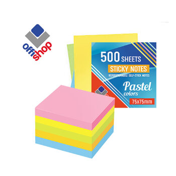 Cube Block Sticky Notes Pastel 75X75 - 500 Sheets