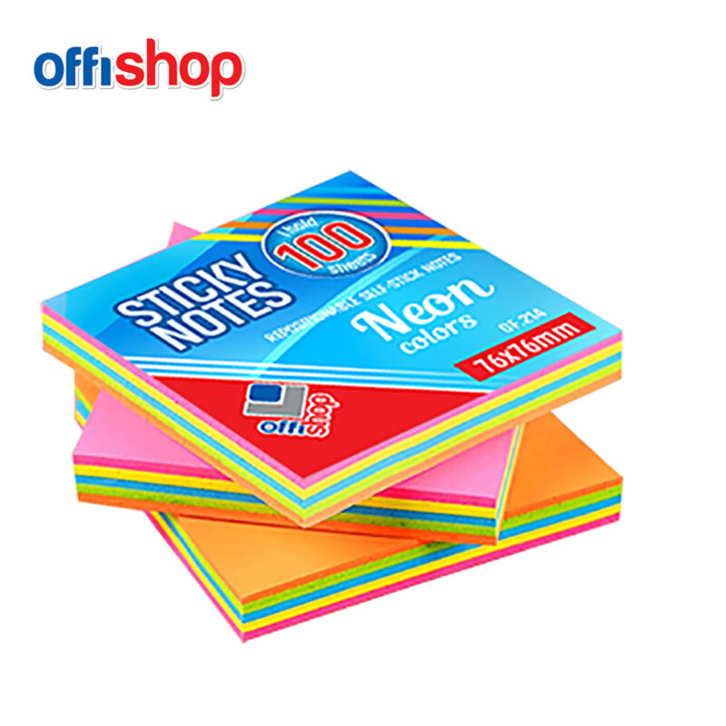 Block Sticky Notes Neon 75X75 - 100 Sheets