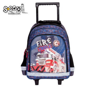 Fire Truck Wheeled School Bag