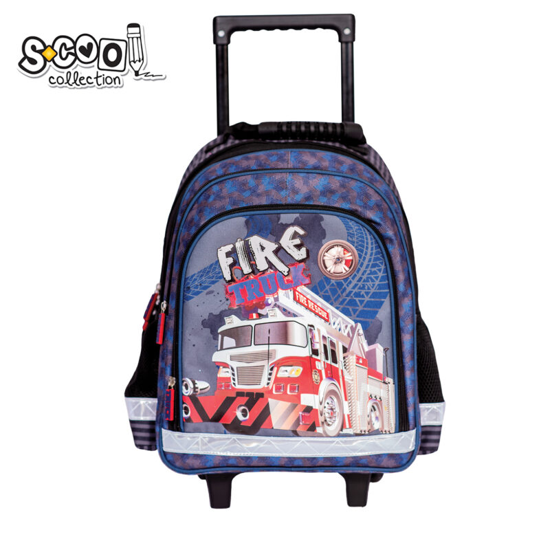 Fire Truck Wheeled School Bag